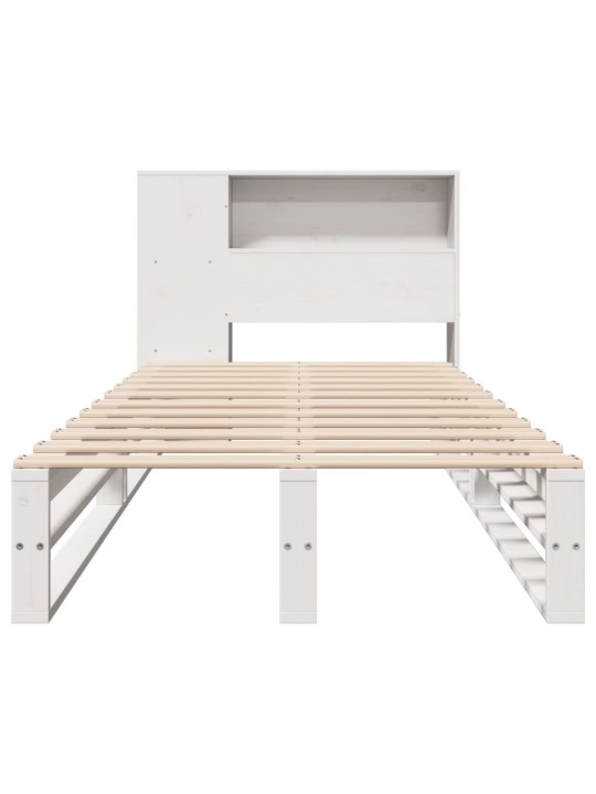 Sänky kirjahyllyllä ei patjaa valkoinen 75x190 cm täysi puu
