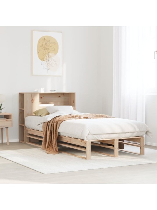 Sänky kirjahyllyllä ilman patjaa 90x190 cm täysi puu