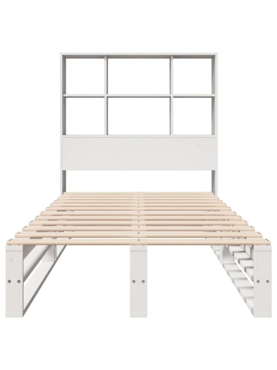 Sänky kirjahyllyllä ei patjaa valkoinen 90x200 cm täysi puu