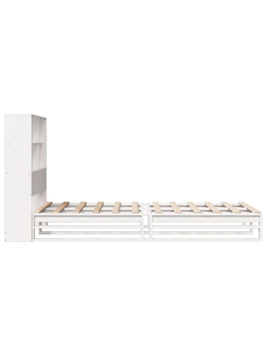 Sänky kirjahyllyllä ei patjaa valkoinen 90x200 cm täysi puu