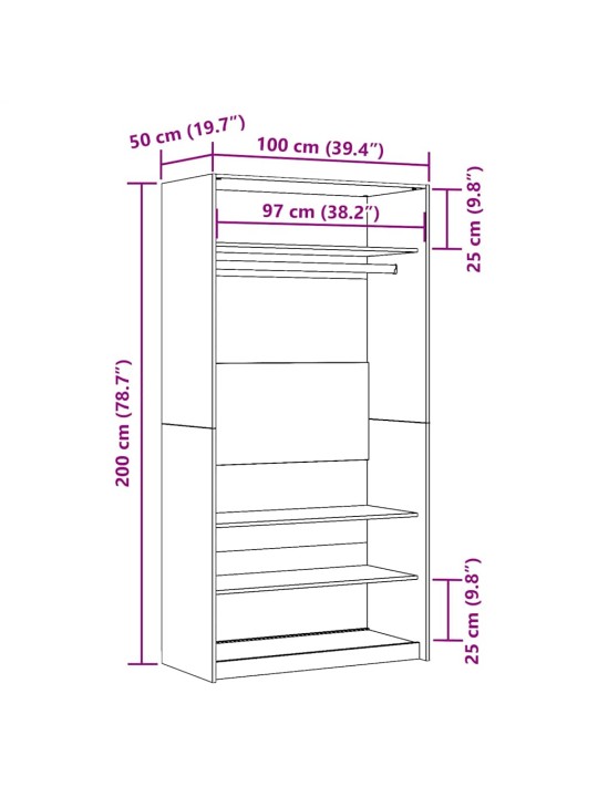 Vaatekaappi käsityöläinen tammi 100x50x200 cm tekninen puu