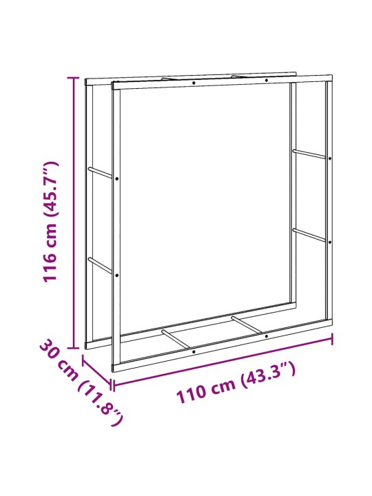 Polttopuuteline musta 110x30x116 cm teräs