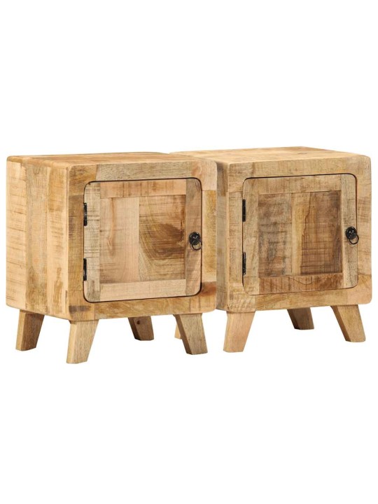 Yöpöytäkaappi 2 kpl 40x32x46 cm massiivipuuta karkea mango
