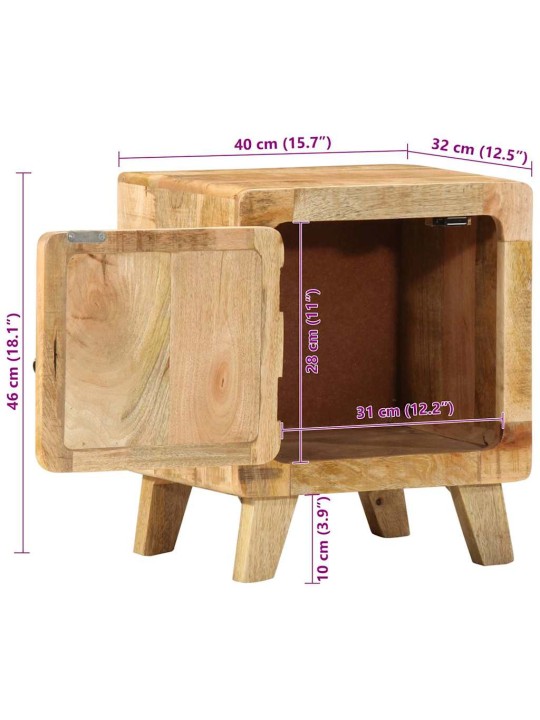 Yöpöytäkaappi 2 kpl 40x32x46 cm massiivipuuta karkea mango