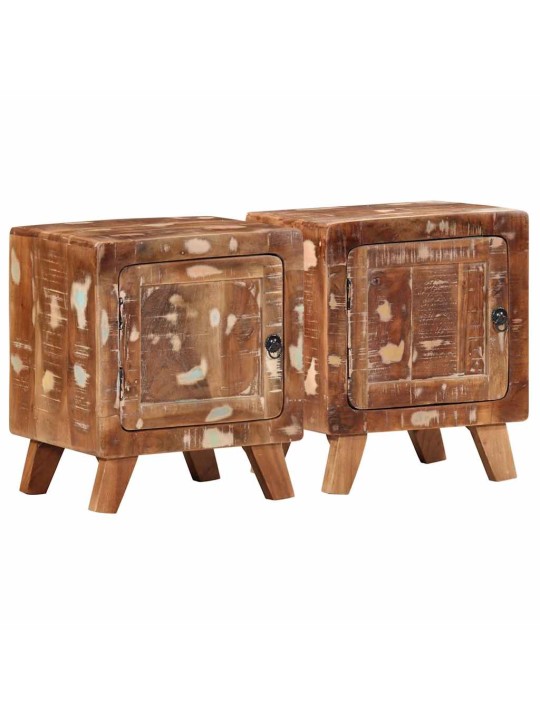 Yöpöytäkaappi 2 kpl 40x32x46 cm massiivipuu kierrätetty