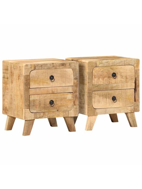 Yöpöytäkaappi 2 kpl 40x32x46 cm massiivipuuta karkea mango