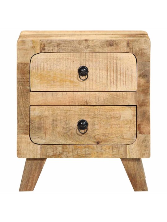 Yöpöytäkaappi 2 kpl 40x32x46 cm massiivipuuta karkea mango