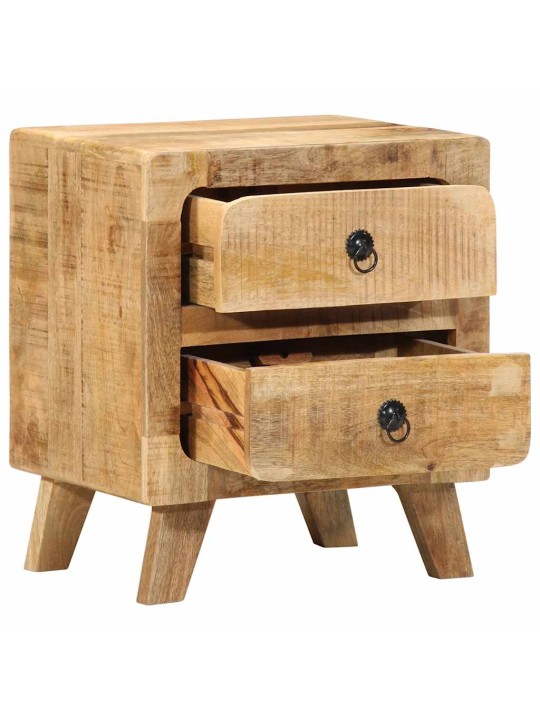 Yöpöytäkaappi 2 kpl 40x32x46 cm massiivipuuta karkea mango