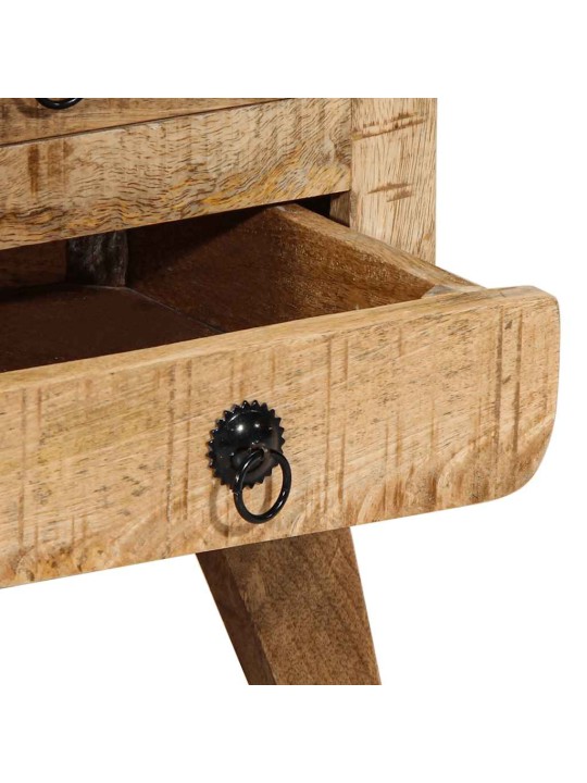 Yöpöytäkaappi 2 kpl 37x32x50 cm massiivipuuta karkea mango