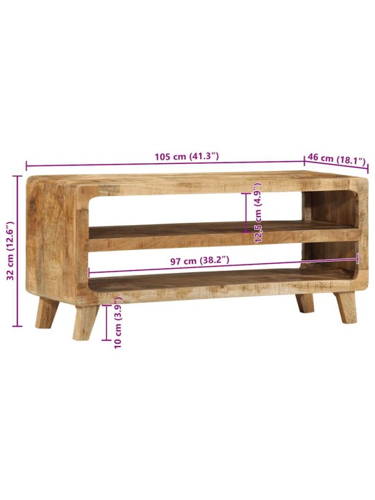 Tv-kaappi 105x46x32 cm massiivipuuta karkea mango