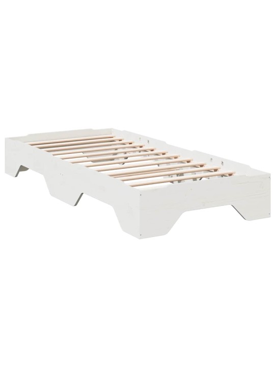 Sängynrunko ei patja pinottava valkoinen 75x190cm massiivipuuta