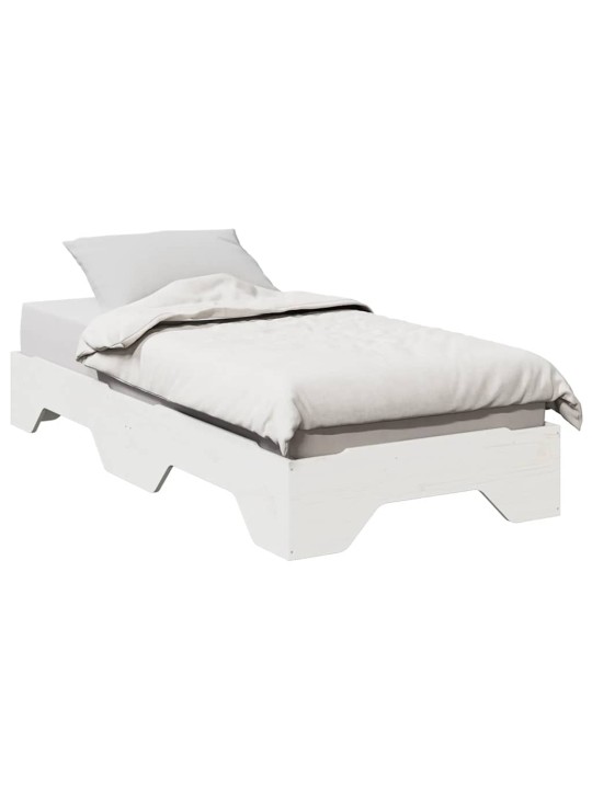Sängynrunko ei patja pinottava valkoinen 75x190cm massiivipuuta