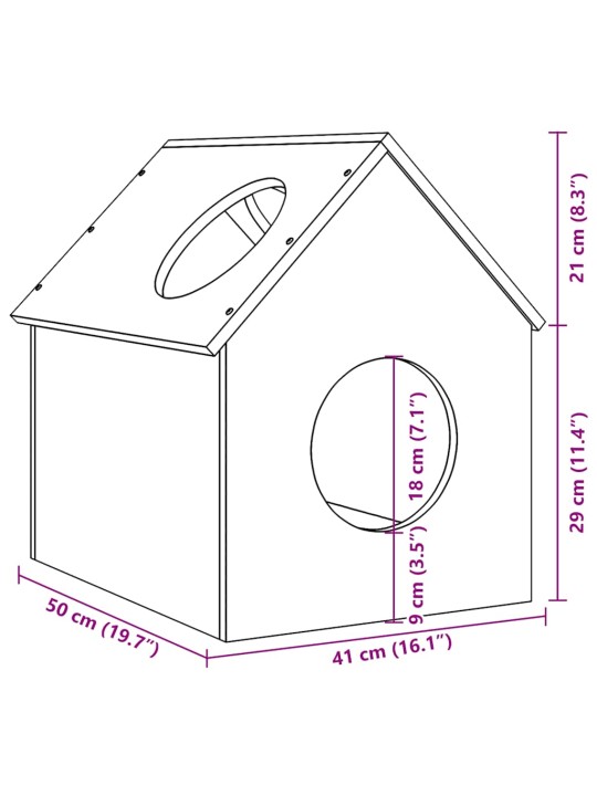 Cat house wax ruskea 41x50x50 cm massiivipuumänty