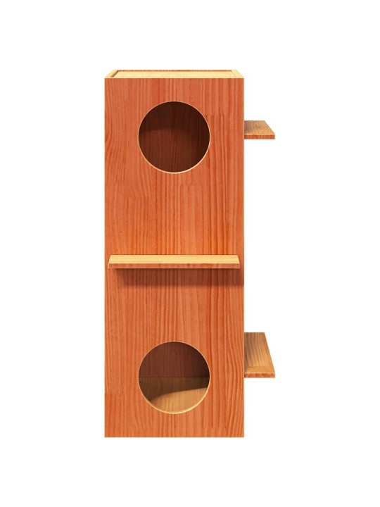 Cat house wax ruskea 43x43x90 cm massiivipuumänty