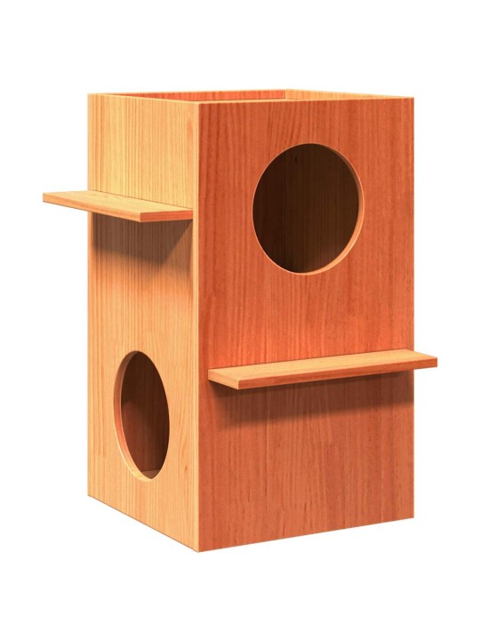 Cat house wax ruskea 43x43x60 cm massiivipuumänty