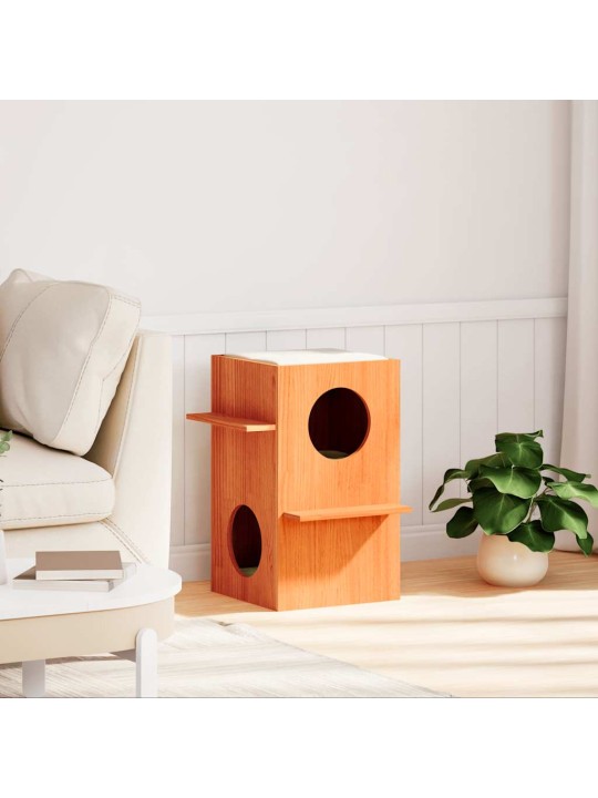 Cat house wax ruskea 43x43x60 cm massiivipuumänty