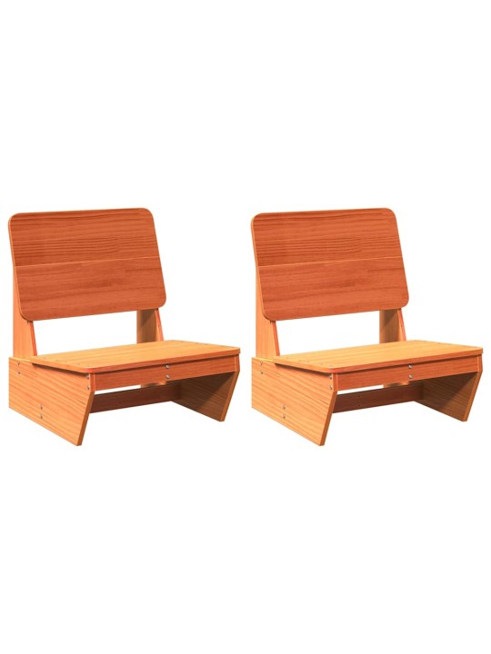 Puutarhatuolit 2 kpl vahanruskea 60x64x70,5cm massiivipuu mänty