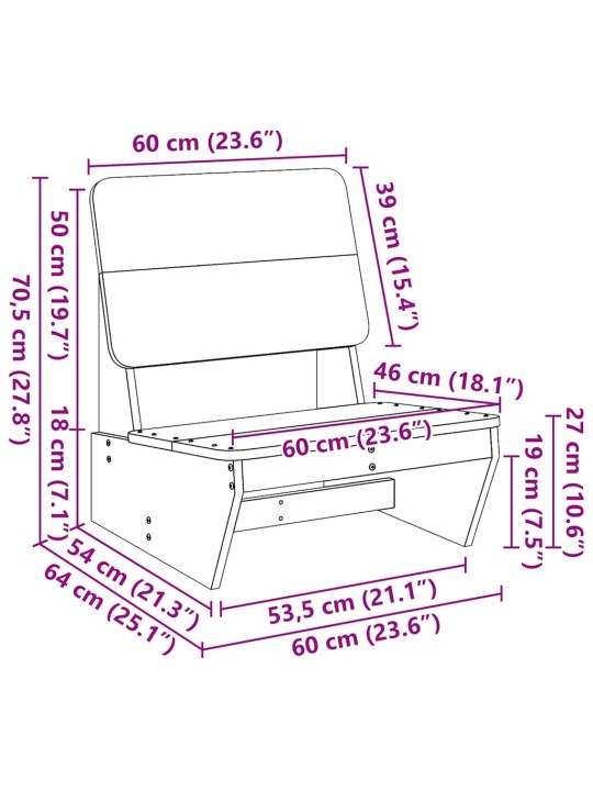 Puutarhatuolit 2 kpl vahanruskea 60x64x70,5cm massiivipuu mänty