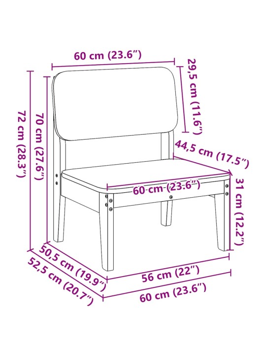 Puutarhatuolit 2 kpl wax ruskea 60x52,5x72 cm massiivipuu mänty