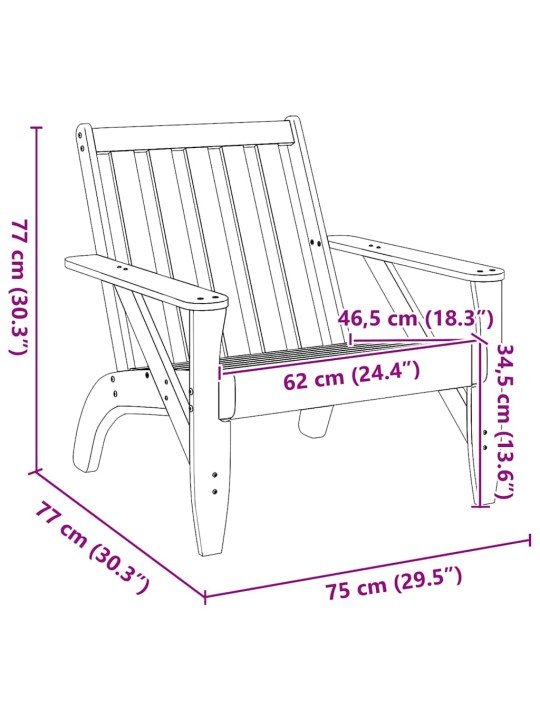 Puutarha adirondack tuoli vaha ruskea 75x77x77 cm