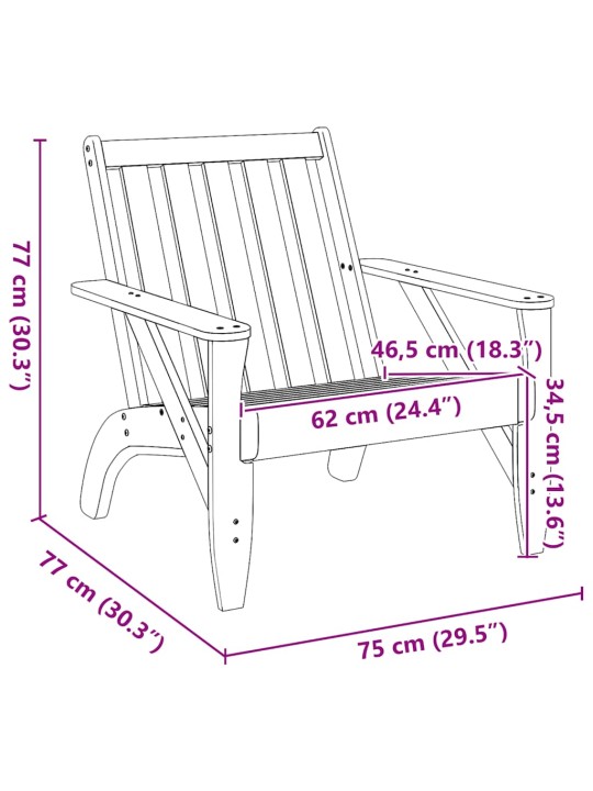 Puutarha adirondack tuolit 2 kpl valkoinen 75x77x77 cm