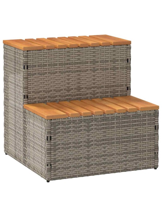 Hot tub step grey 50x50x50,5cm polyrottinki ja massiivi akaasia