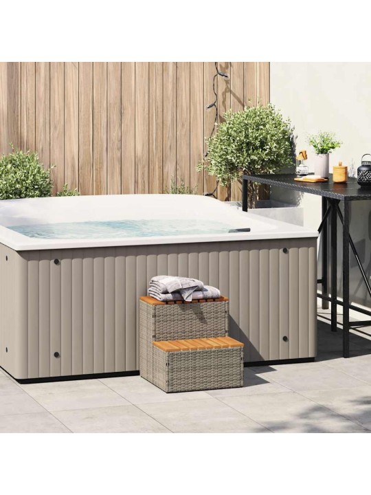 Hot tub step grey 50x50x50,5cm polyrottinki ja massiivi akaasia