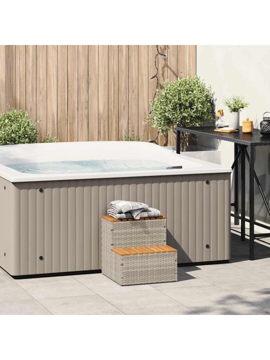 Hot tub step vaaleanharmaa 50x50x50,5 cm polyrottinki