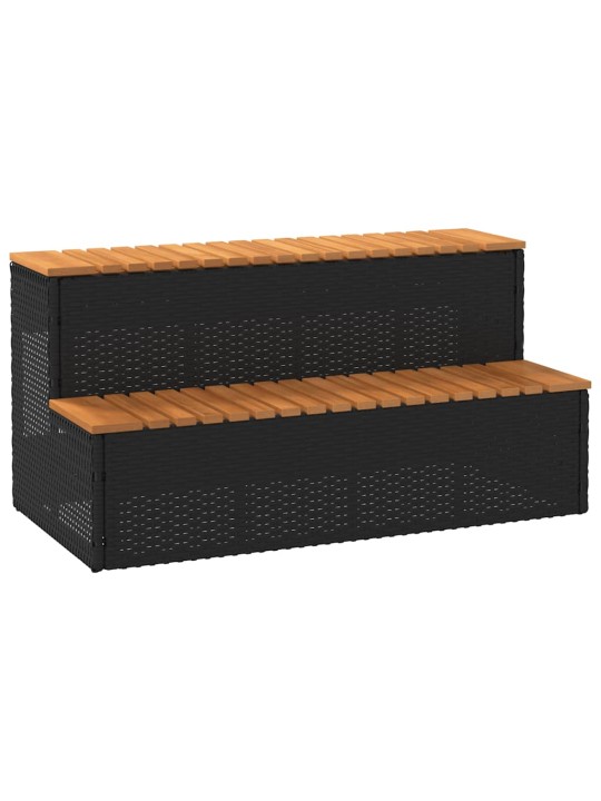 Hot tub step black 100x50x50,5 cm polyrottinki kiinteä akaasia