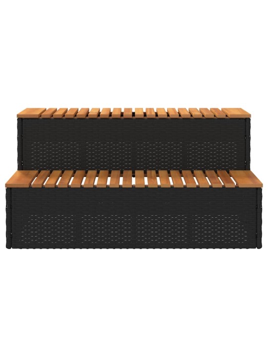 Hot tub step black 100x50x50,5 cm polyrottinki kiinteä akaasia