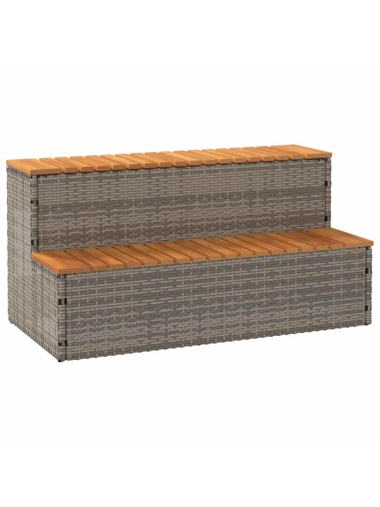 Hot tub step grey 100x50x50,5 cm polyrottinki kiinteä akaasia