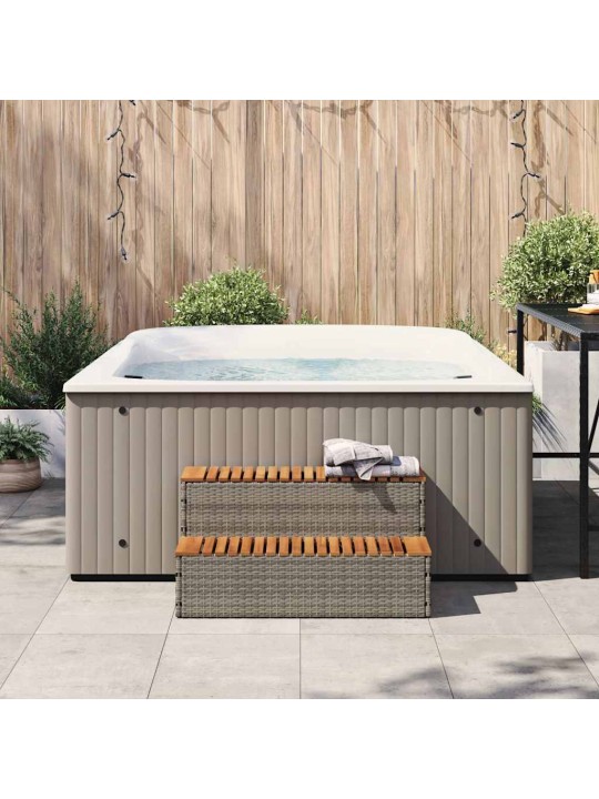 Hot tub step grey 100x50x50,5 cm polyrottinki kiinteä akaasia