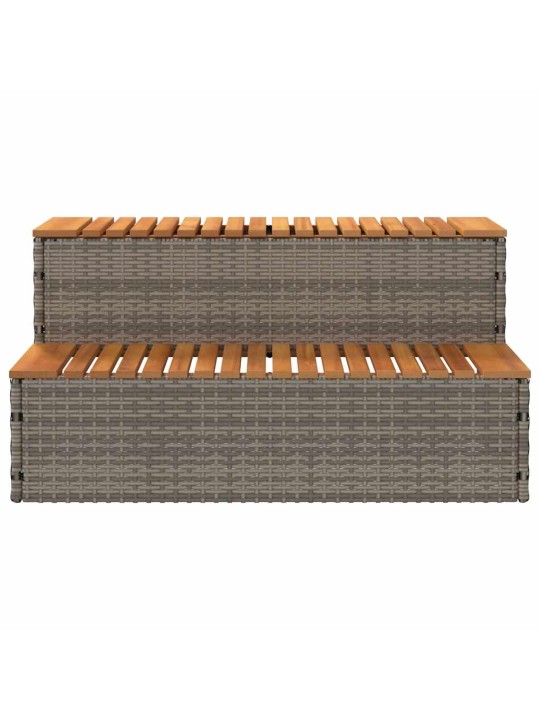 Hot tub step grey 100x50x50,5 cm polyrottinki kiinteä akaasia