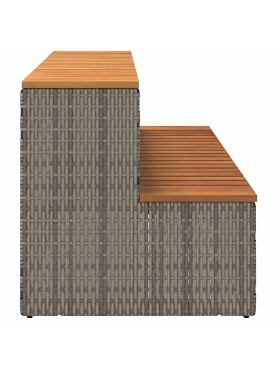 Hot tub step grey 100x50x50,5 cm polyrottinki kiinteä akaasia