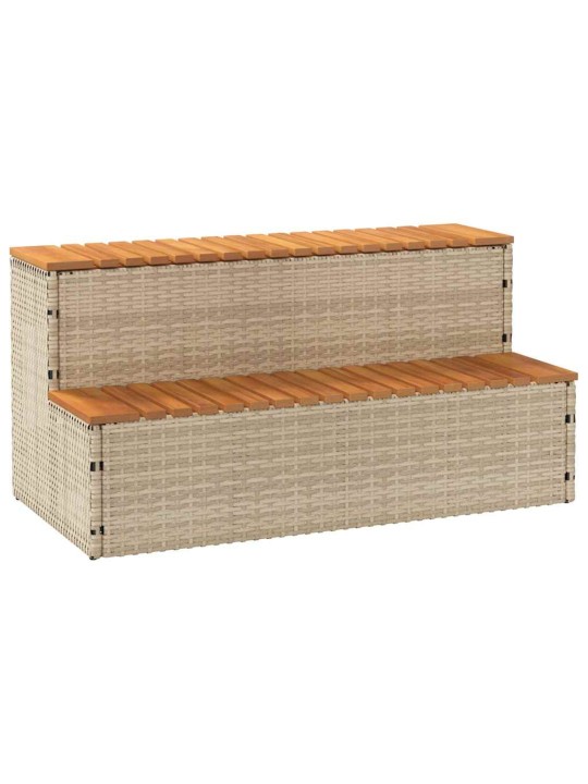 Hot tub step beige 100x50x50,5 cm polyrottinki kiinteä akaasia