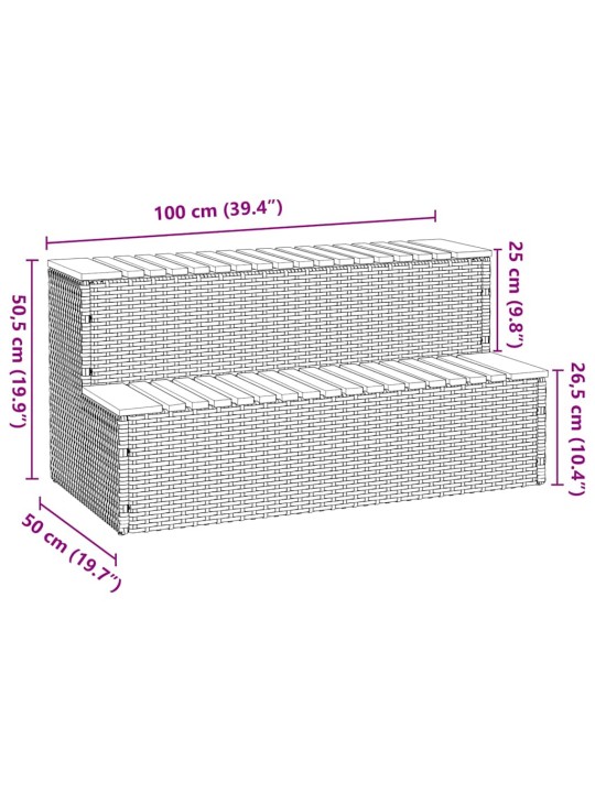 Hot tub step beige 100x50x50,5 cm polyrottinki kiinteä akaasia