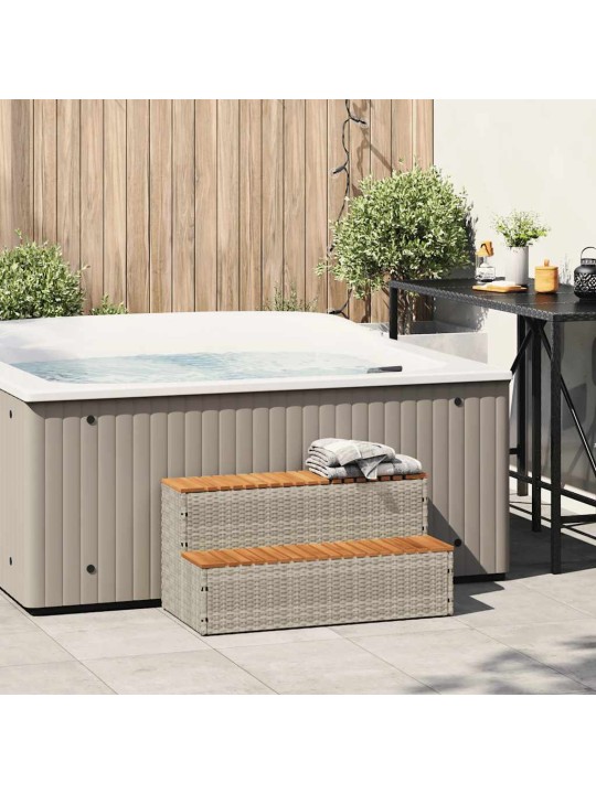 Hot tub step vaaleanharmaa 100x50x50,5 cm polyrottinki
