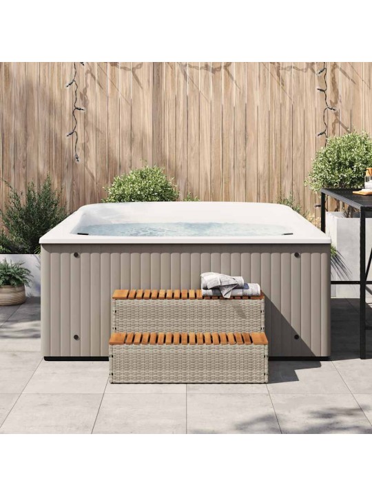 Hot tub step vaaleanharmaa 100x50x50,5 cm polyrottinki