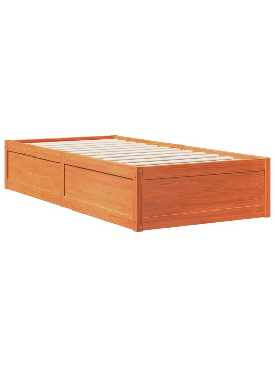 Sänky/kirjahylly ilman patjaa vahanruskea 75x190 cm täysi mänty