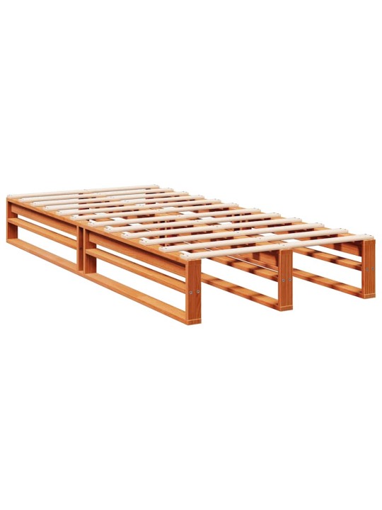 Sänky/kirjahylly ilman patjaa vahanruskea 75x190 cm täysi mänty