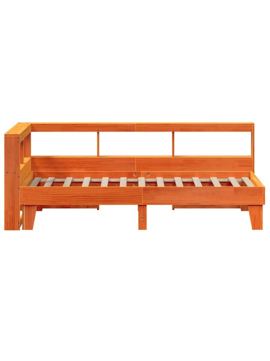 Sänky/kirjahylly ilman patjaa vahanruskea 75x190 cm täysi mänty
