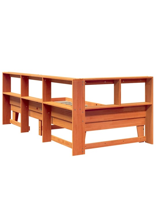 Sänky/kirjahylly ilman patjaa vahanruskea 75x190 cm täysi mänty