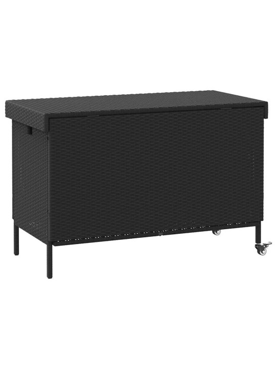 Puutarhan säilytyslaatikko pyörillä musta 110x55x73 cm