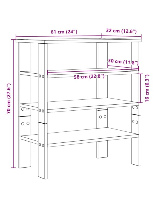 Kenkäteline sonoma oak 61x32x70 cm engineered wood