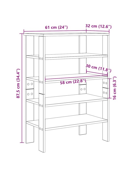 Kenkäteline vanhaa puuta 61x32x87,5 cm tekninen puu
