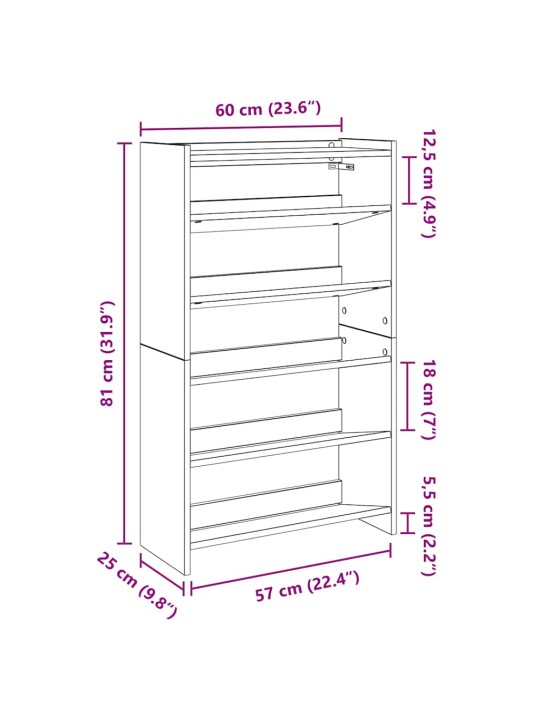 Kenkäteline musta 60x25x100 cm tekninen puu