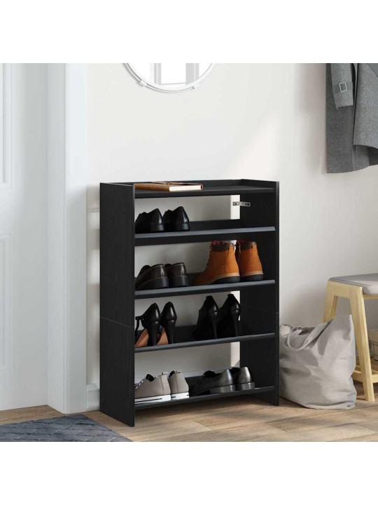 Kenkäteline musta 60x25x81 cm tekninen puu