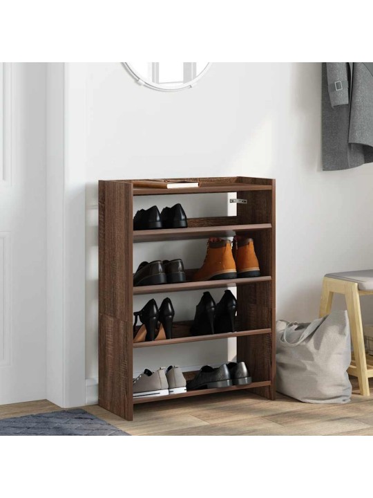 Kenkäteline ruskea tammi 60x25x81 cm tekninen puu