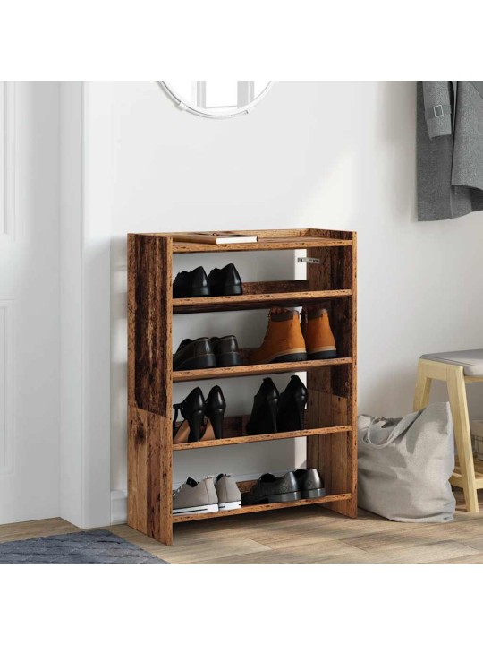 Kenkäteline vanhaa puuta 60x25x81 cm lastulevy