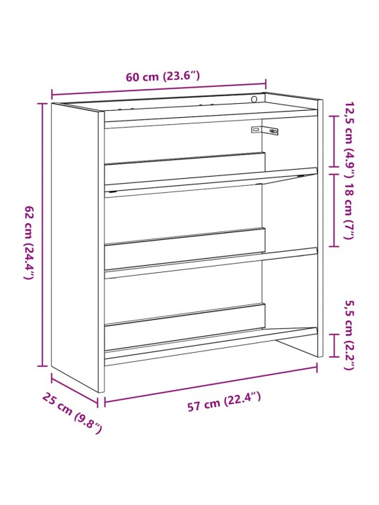 Kenkäteline savutammi 60x25x62 cm tekninen puu